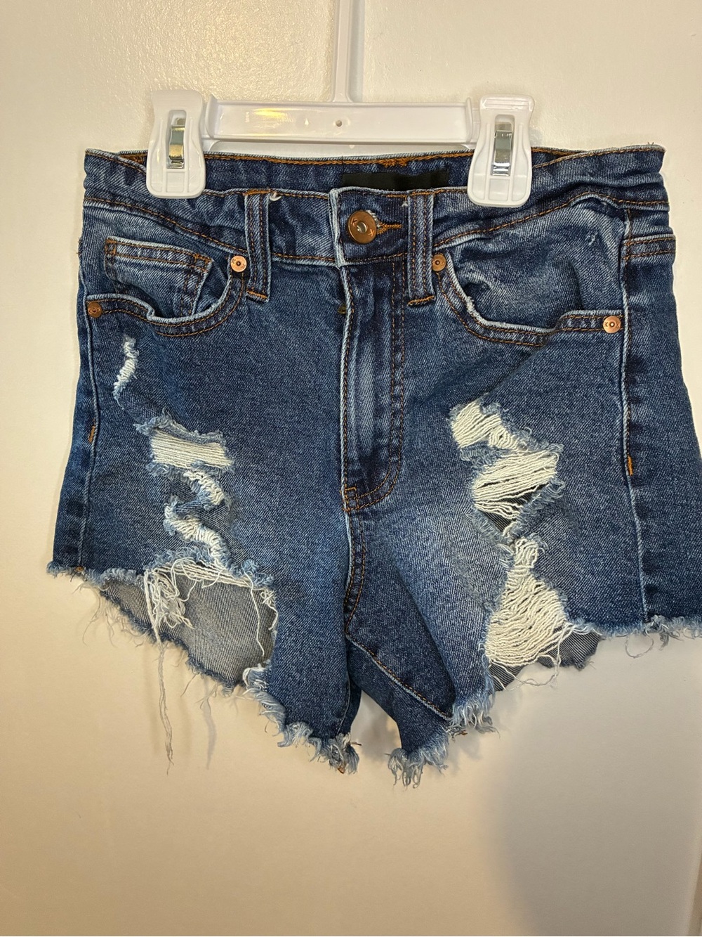 Kendall & Kylie Distressed Dark Blue Denim Cutoff Shorts